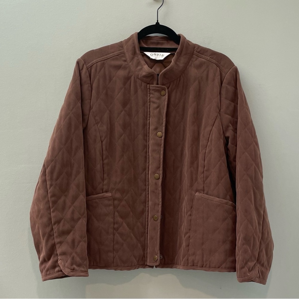Ladies Vintage Orvis Quilted Brown Bomber Hunting Old English Countryside Jacket